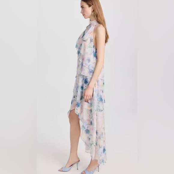 NWT MISA Victorine High Low Watercolor Chiffon High Low Dress Size S - Picture 4 of 11